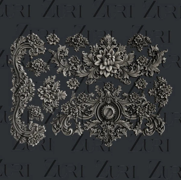 Baroque Appliques Silicone Mold by Zuri Designs