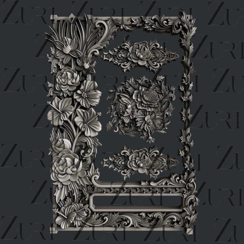 Floral Frame silicone mold by Zuri Designs