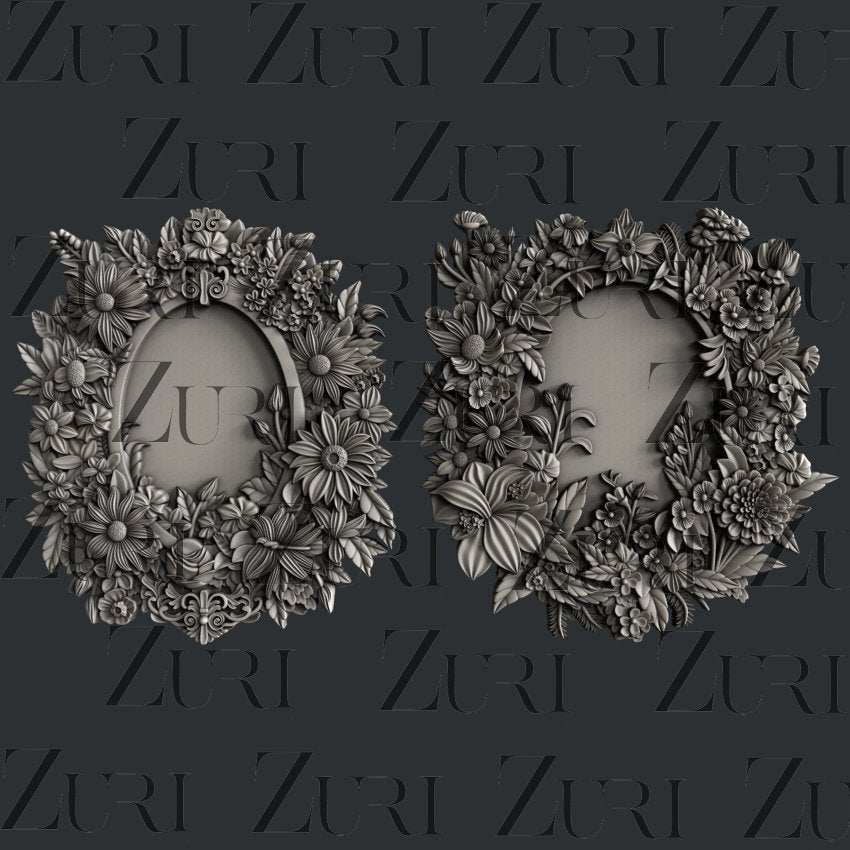 Floral Frames Set 2 Silicone Mold by Zuri Designs