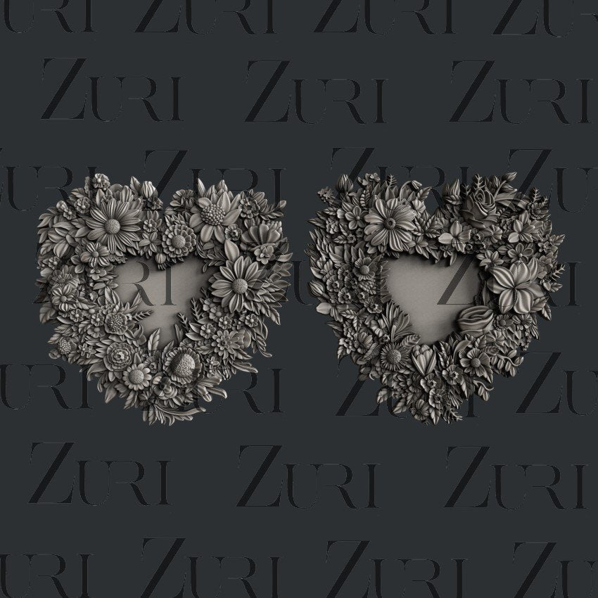 Floral Lovehearts Silicone Mold by Zuri Designs is a set of two hearts with flowers. These are great for clay, resin, chocolate, fondant and more!