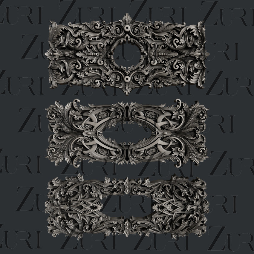 Baroque Frames Set 3 Silicone Mold by Zuri