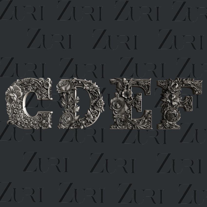 Floral Alphabet Letters Silicone Mold by Zuri Designs
