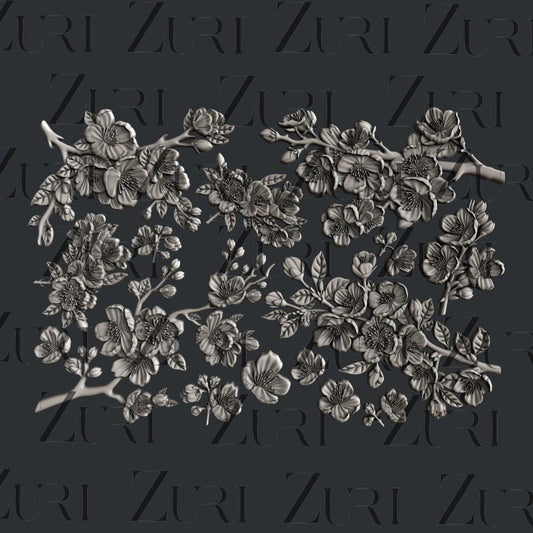 Cherry Blossoms Set 1 Large Silicone Mold by Zuri Designs