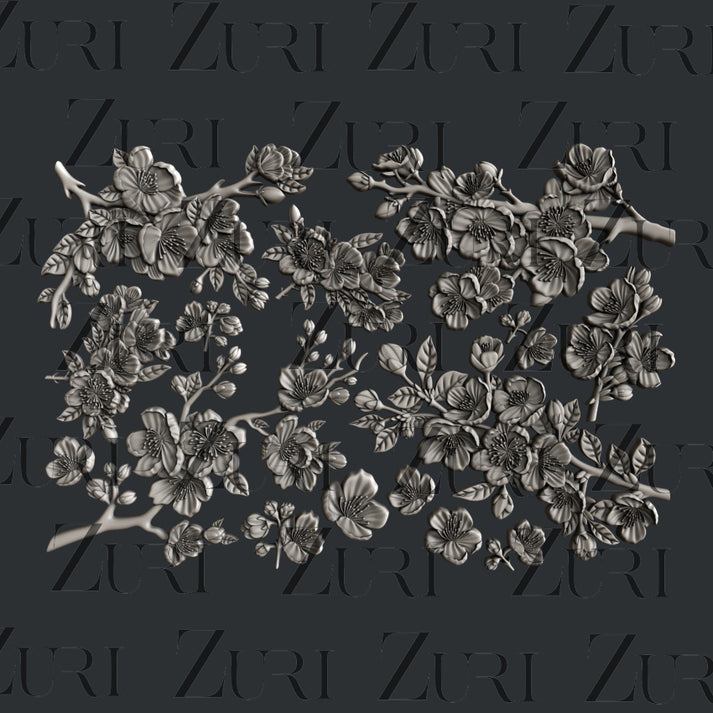 Curated visual reference: Gallery Detail: Cherry Blossoms Set 1 Large Silicone Mold By Zuri Designs