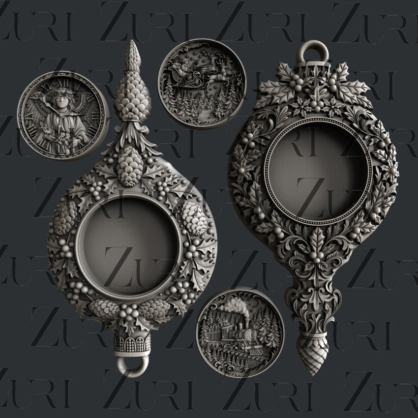 PRE-ORDER Christmas Ornaments Set 1 Silicone Mold by Zuri Designs