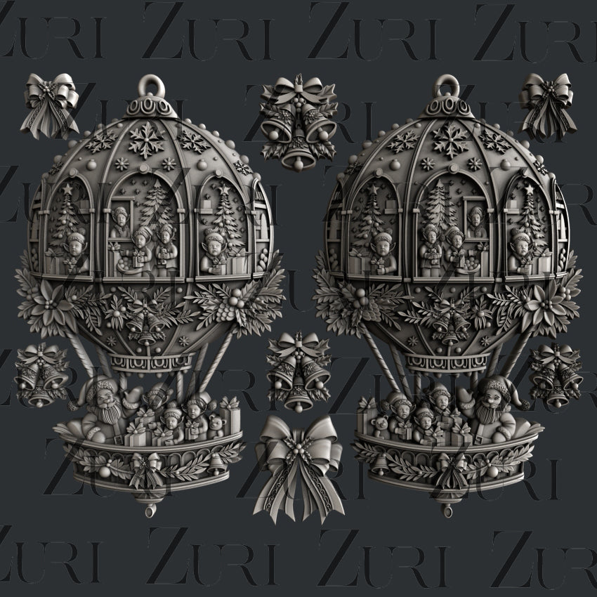 Christmas Ornaments Set 2 Silicone Mold by Zuri Designs