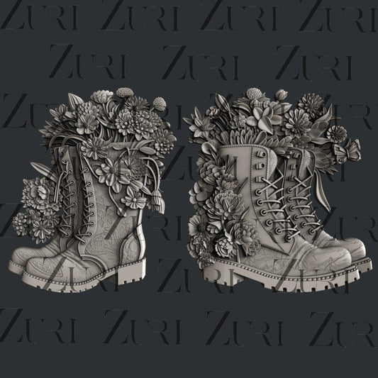Floral Boots silicone mold by Zuri Designs