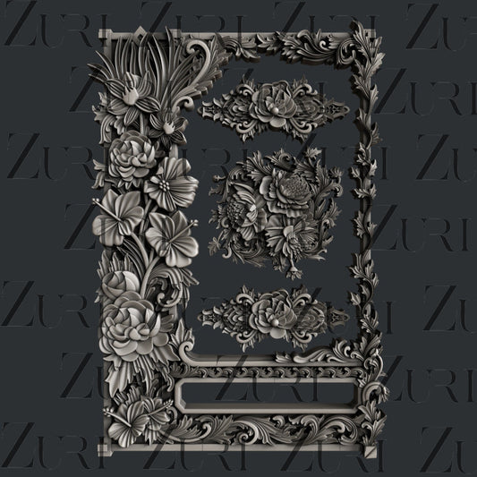Floral Frame silicone mold by Zuri Designs