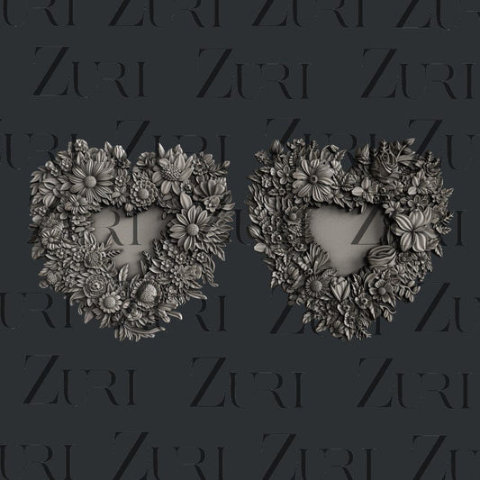Floral Lovehearts Silicone Mold by Zuri Designs is a set of two hearts with flowers.  These are great for clay, resin, chocolate, fondant and more! 