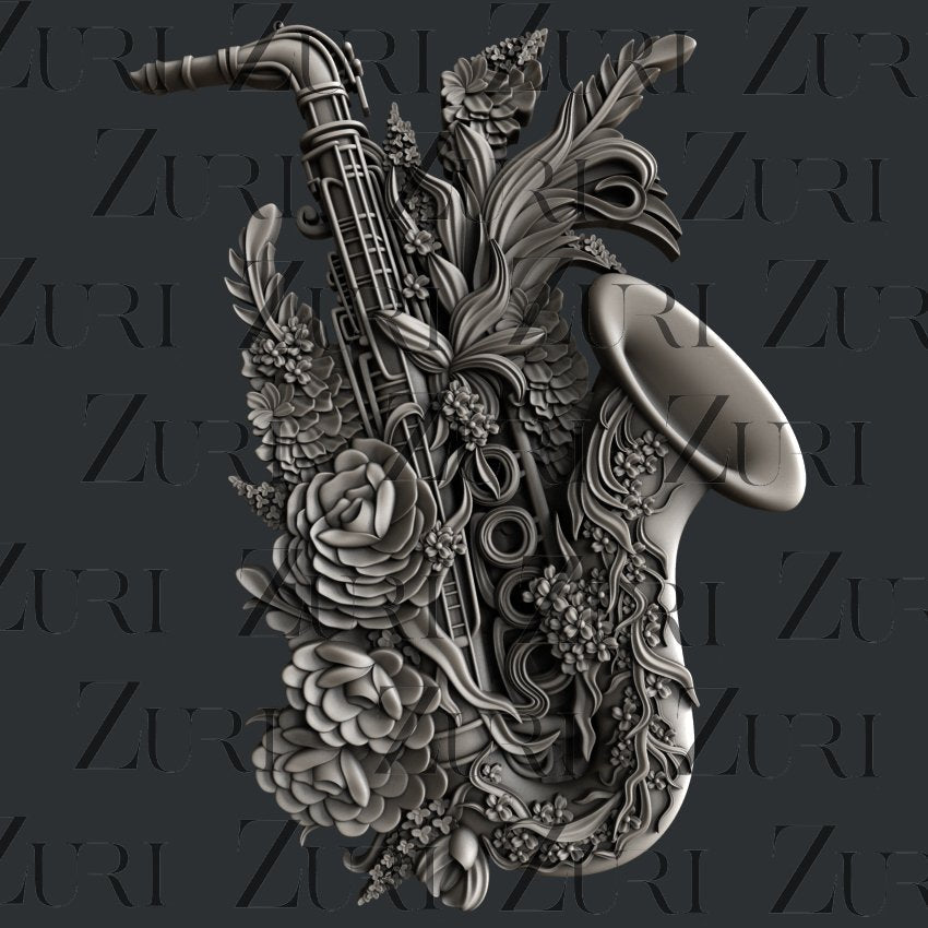 Floral Saxophone Silicone Mould by Zuri Designs