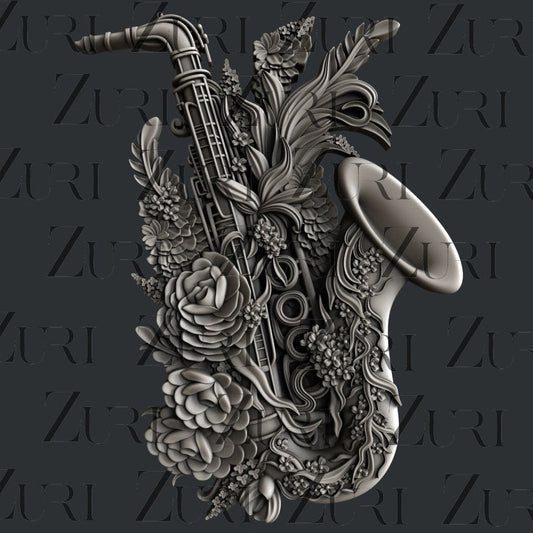Floral Saxophone Silicone Mould by Zuri Designs