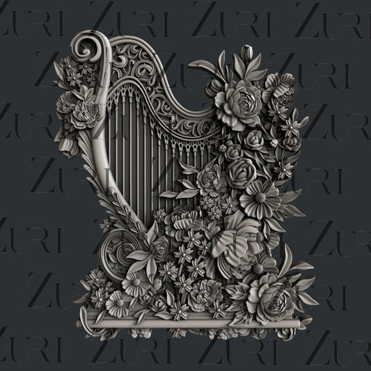 Floral Harp Silicone Mould by Zuri Designs