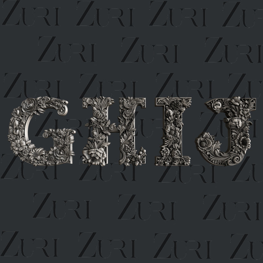 Floral Alphabet Letters Silicone Mold by Zuri Designs