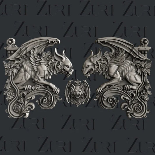 Gargoyle Set 1 Silicone Mold by Zuri Designs