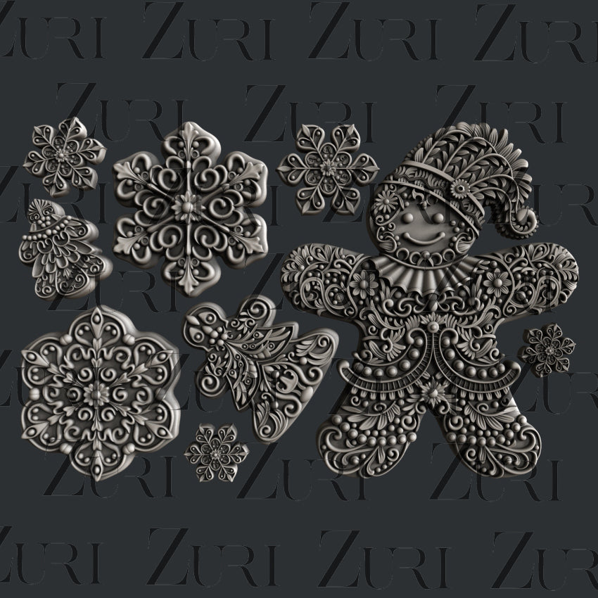 Gingerbread Cookies Silicone Mold by Zuri Designs