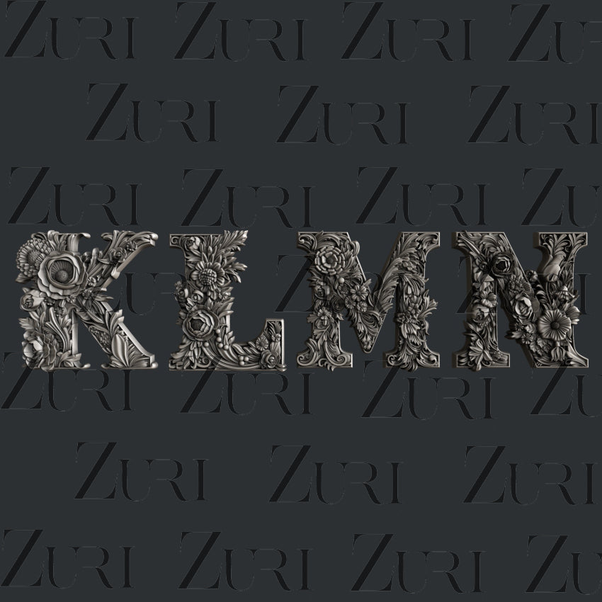 Floral Alphabet Letters Silicone Mold by Zuri Designs
