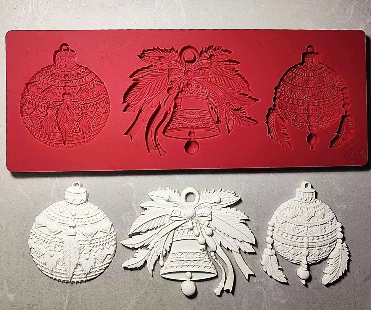 Bohemian Christmas Ornaments silicone mold by Zuri Designs