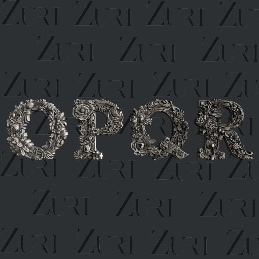 Floral Alphabet Letters Silicone Mold by Zuri Designs
