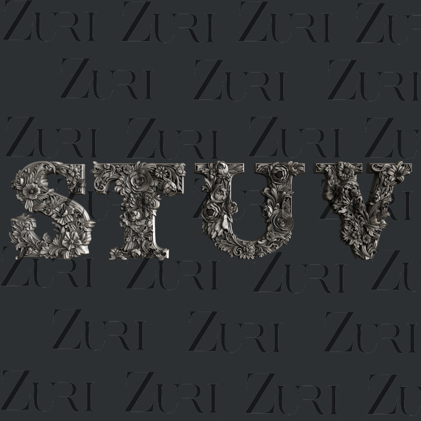 Floral Alphabet Letters Silicone Mold by Zuri Designs