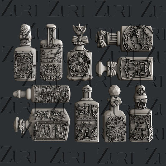 Vintage Perfume Bottles Silicone Mold by Zuri Designs