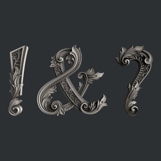 Fancy Symbols Monograms silicone mold by Zuri