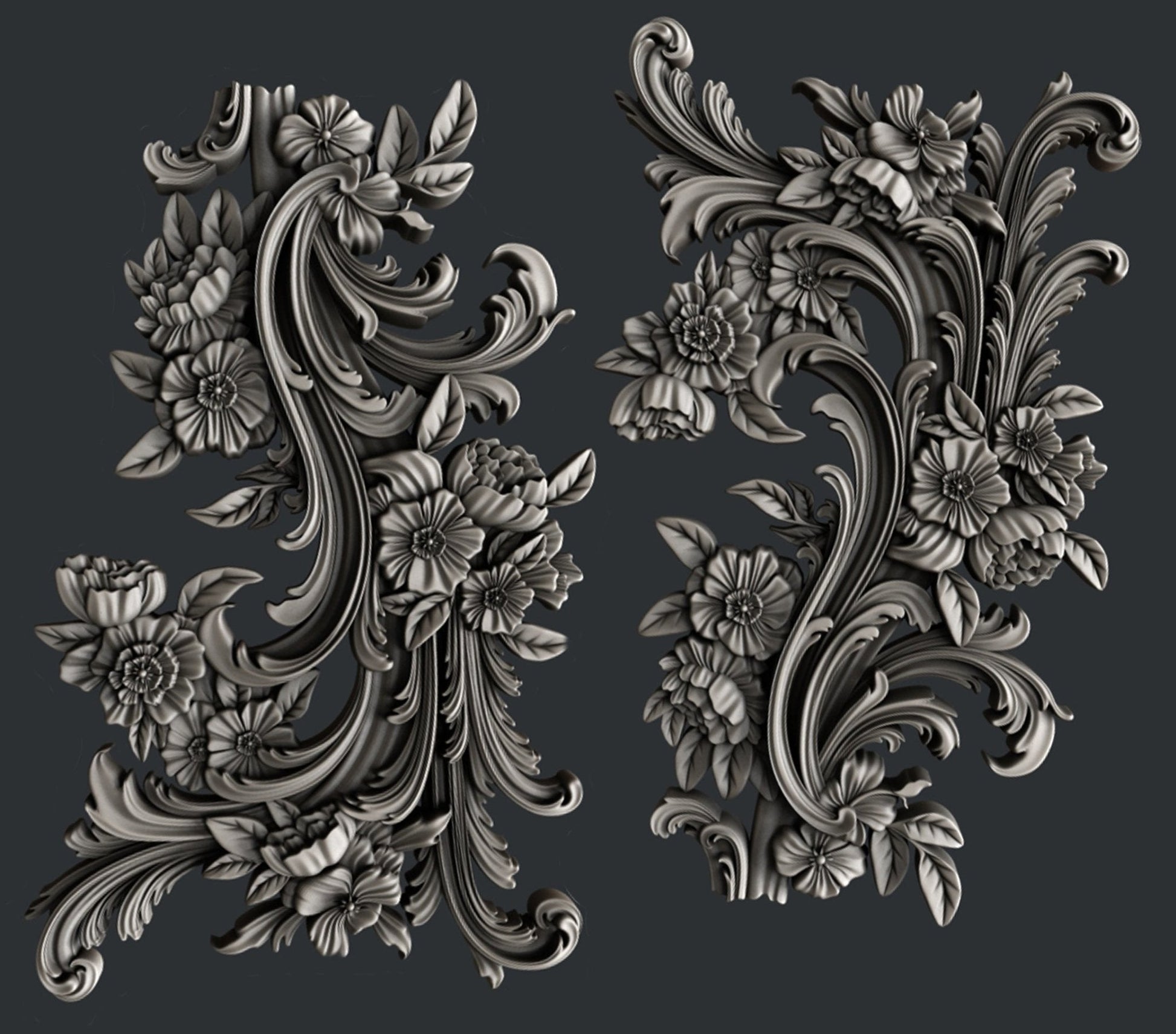 Flourishes Set 1 small silicone mold by Zuri