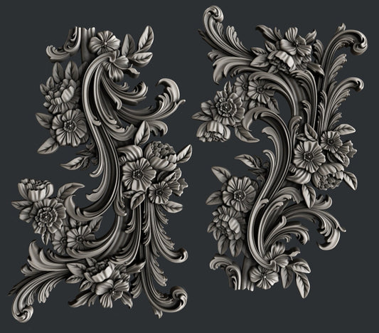 Flourishes Set 1 small silicone mold by Zuri