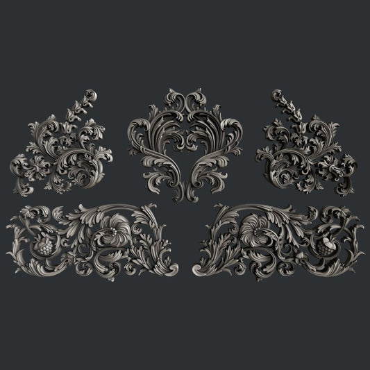 Flourishes Set 3 silicone mold by Zuri